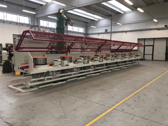 Second hand dry drawing line 8 steps, capstans diameter 600 mm (frigerio), completely revised mechanically, with new AC electrical equipment and motors to be installed according to the specifications requested by the customer.